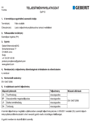 Declaration of Performance - Geberit Mepla and Mapress Therm