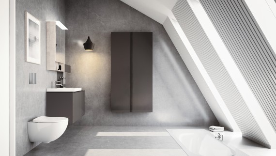 Modern, ferdetető alatti fürdőszoba Acanto fürdőszobabútorral