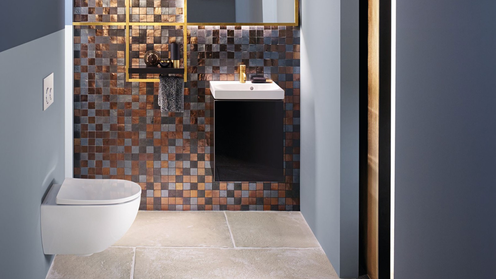 Modern fürdőszoba kis helyen Acanto WC-vel és mosdóval Modern fürdőszoba kis helyen Acanto WC-vel és mosdóval
