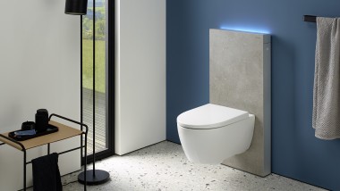 iCon WC Monolith-tal, betonhatású kőanyag előlap