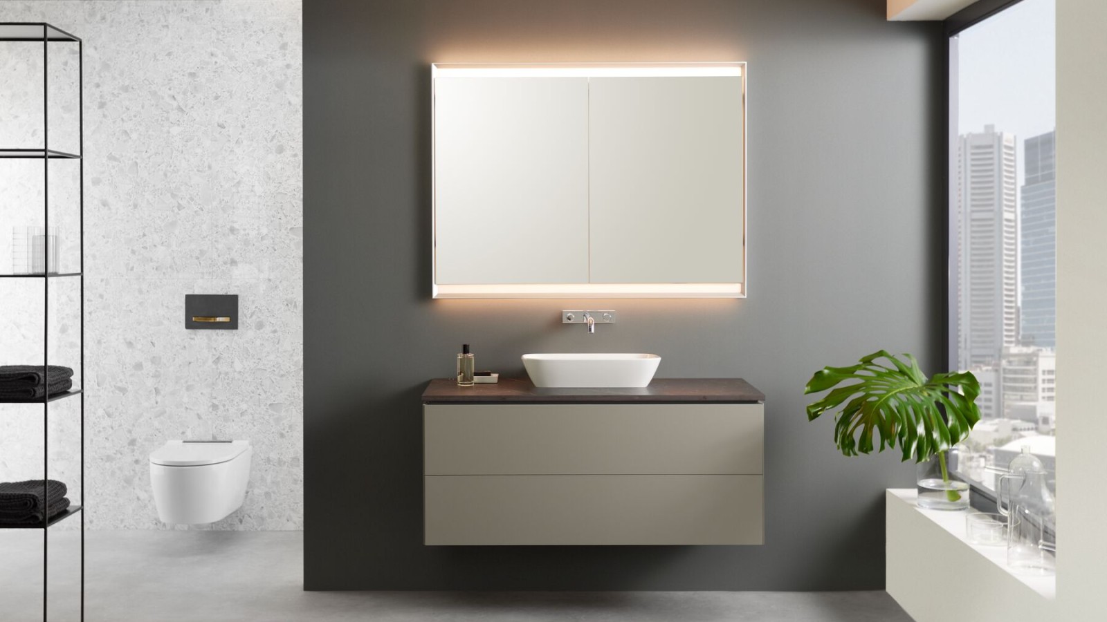 Geberit ONE alsó szekrény greige színben, push-to-open mechanizmussal Geberit ONE alsó szekrény greige színben, push-to-open mechanizmussal