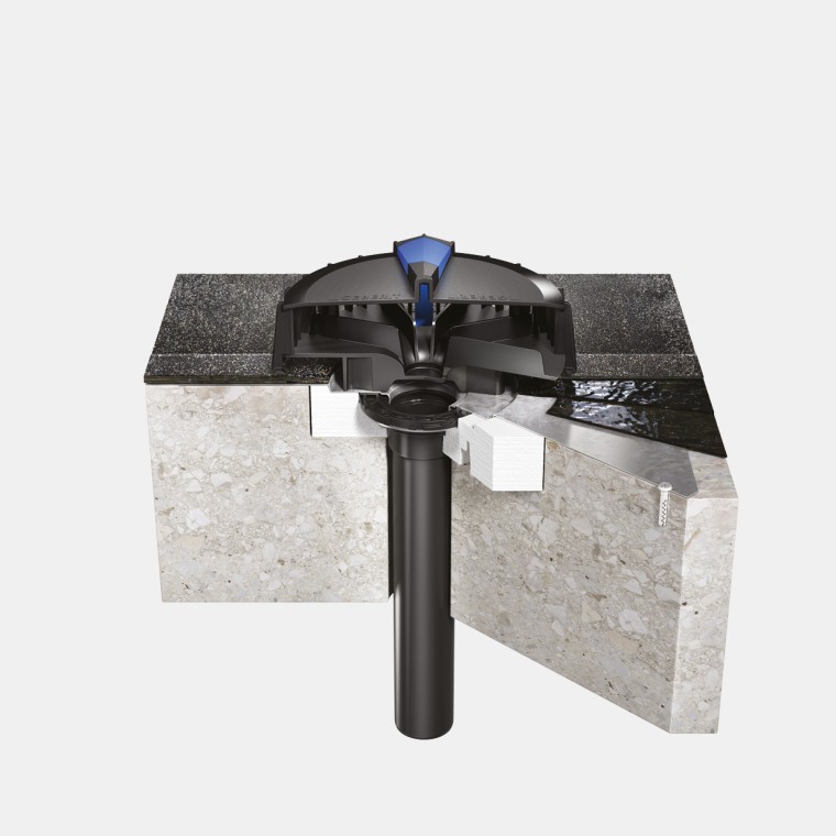 Geberit Pluvia rendszer telepítése bitumenes vízszigetelésű betontetőn Geberit Pluvia rendszer telepítése bitumenes vízszigetelésű betontetőn