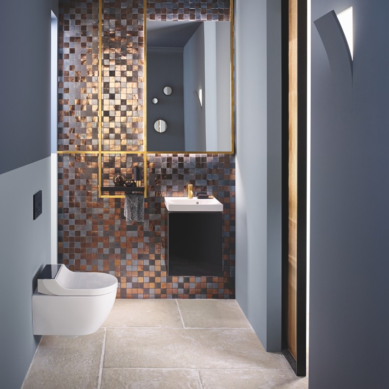 Geberit AquaClean Tuma Comfort higiéniai berendezés Geberit Acanto bútorral és mosdóval Geberit AquaClean Tuma Comfort higiéniai berendezés Geberit Acanto bútorral és mosdóval