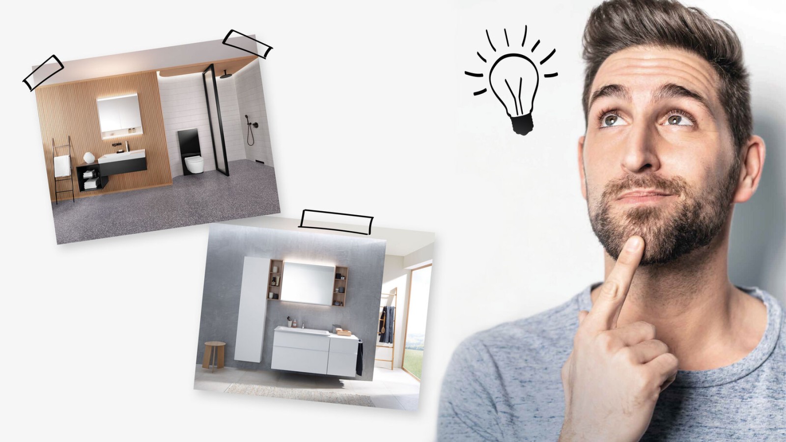 Az ember inspirációt kap az új fürdőszobájához Az ember inspirációt kap az új fürdőszobájához