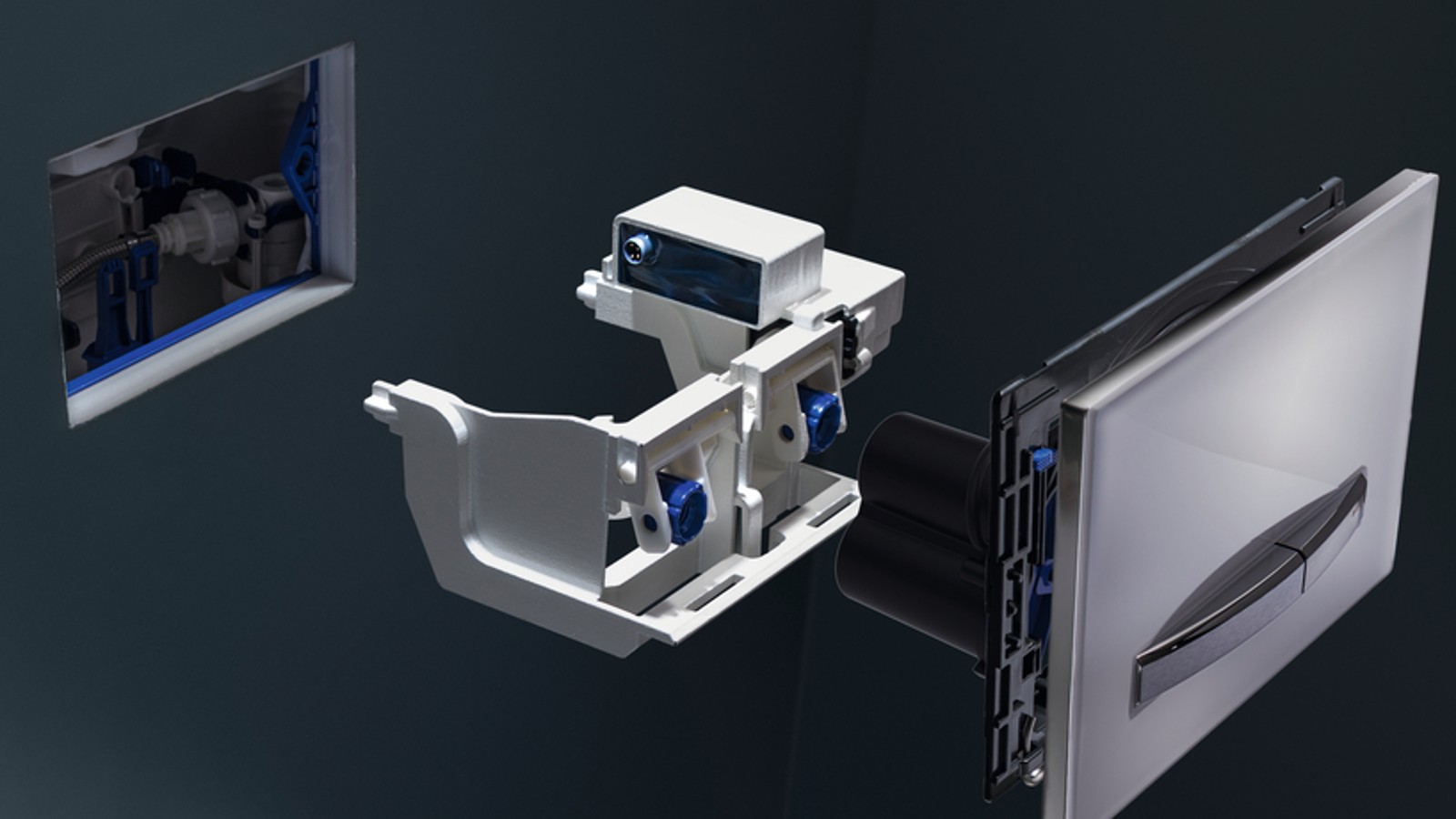 A Geberit közbenső higiéniai öblítőmodul bármely 12 cm-es Sigma falba rejtett öblítőtartályba egyszerűen beszerelhető A Geberit közbenső higiéniai öblítőmodul bármely 12 cm-es Sigma falba rejtett öblítőtartályba egyszerűen beszerelhető