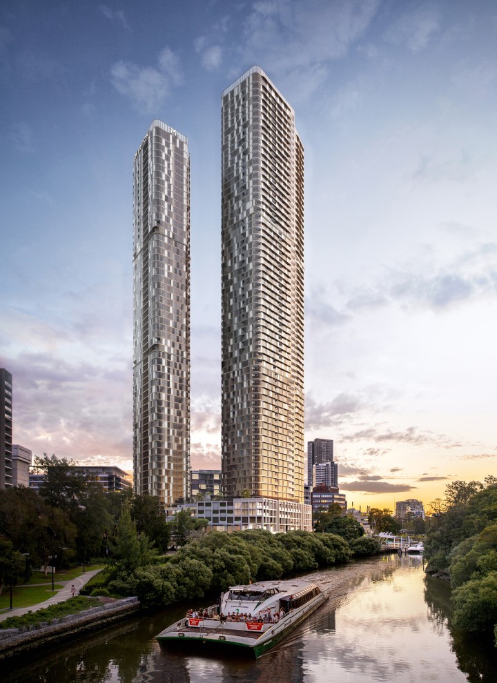 A 180 George Towers két tornya Sydney nyugati külvárosai fölé magasodik (© Meriton Group) A 180 George Towers két tornya Sydney nyugati külvárosai fölé magasodik (© Meriton Group)