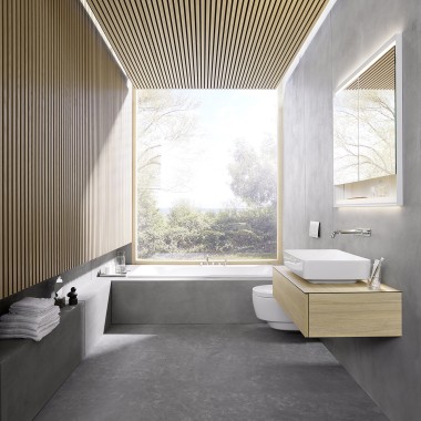 A dán Bjerg Arkitektur építésziroda 6x6-os győztes fürdőszobája (© Geberit)