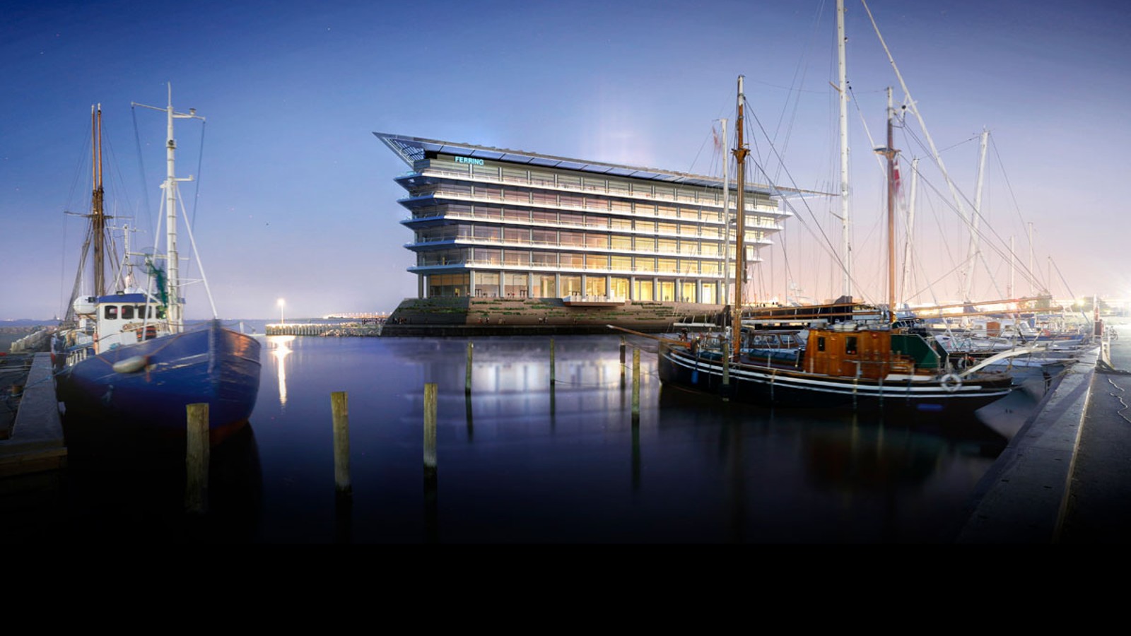 A Koppenhága és Malmö közötti Öresund-tengerszorosra nyíló leggyönyörűbb kilátással rendelkezik: a Ferring Pharmaceuticals új központja (©Foster&Partners)