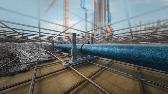 A Geberit Silent-db20 használata betonfödémben bebetonozható csőbilincs segítségével A Geberit Silent-db20 használata betonfödémben bebetonozható csőbilincs segítségével