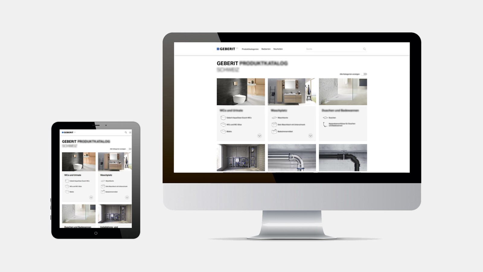 Képernyőkép a Geberit termékkatalógusról Képernyőkép a Geberit termékkatalógusról